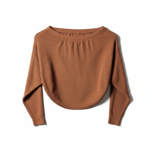 Fashion Nova Tops - Fashion Nova Off Shoulder Burnt Orange Long Sleeve Crop Top Shirt